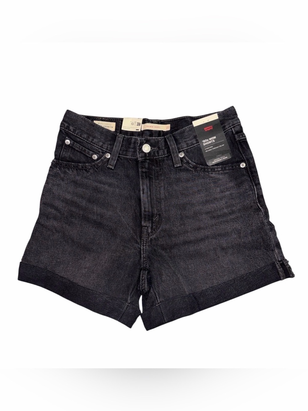Levi's Black 80’s mom Rolled-Hem Denim Shorts Size 25